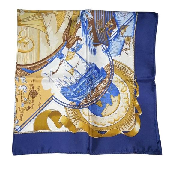 Hermes Carré 90 Au Dela Des Cinq Mers Scarf Boxed NWT - Picture 5 of 16